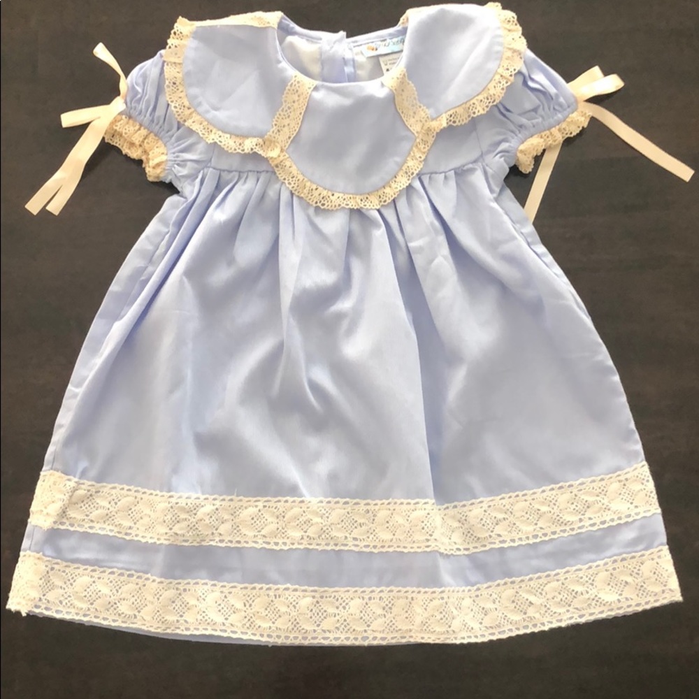 Pale Blue and Ivory Lace heirloom style dress